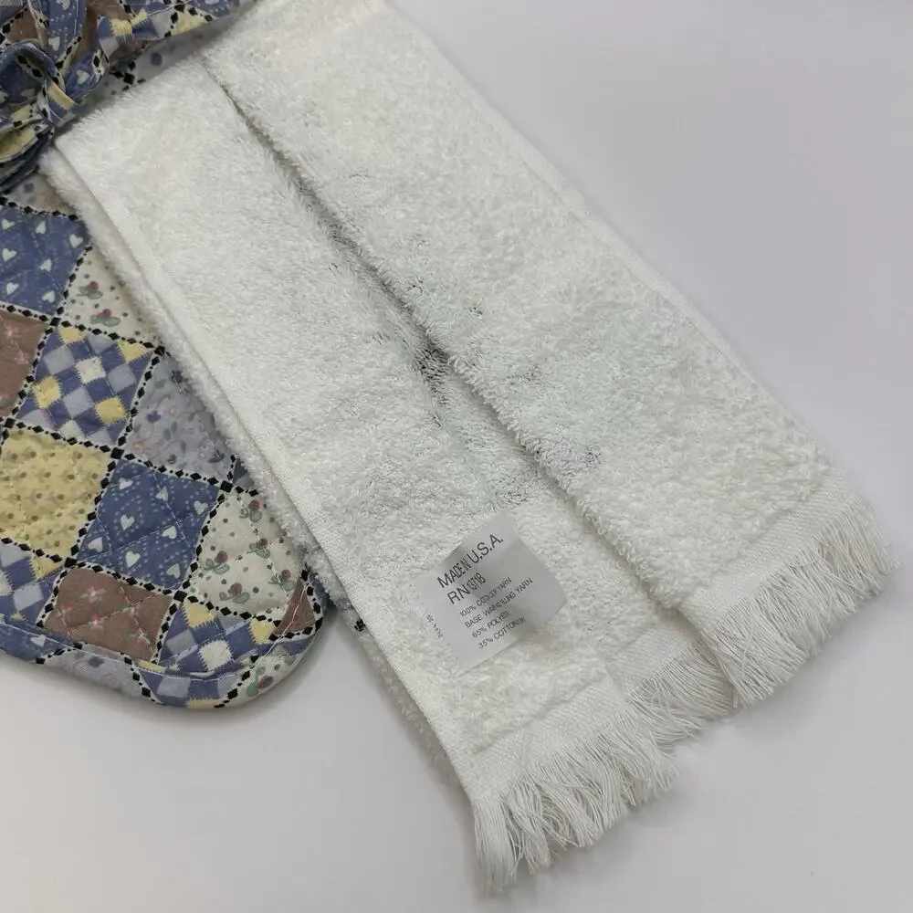 Vtg Precious Moments Kitchen Hand Towel Pot Holder Hot Pad Sweetest Cookie READ
